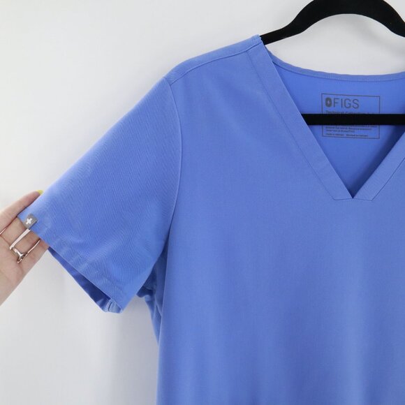 Figs Casma Three Pocket Scrub Top Womens L Blue Uniform Nurse Work Medical Lab - Picture 7 of 16